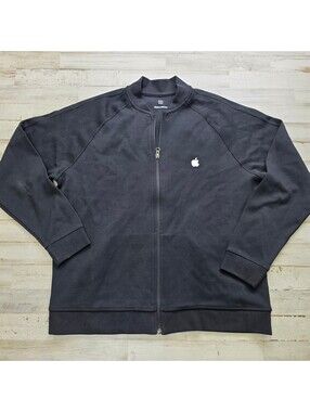 Apple Computers iPhone Retro Track Jacket Adult M Black Full Zip Sweatshirt Tech